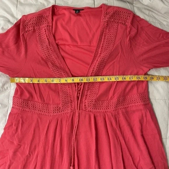 Torrid Mini Gauze Lace-Up Skater Swing Dress Womens 1X Long Bell Sleeve … - Picture 6 of 8